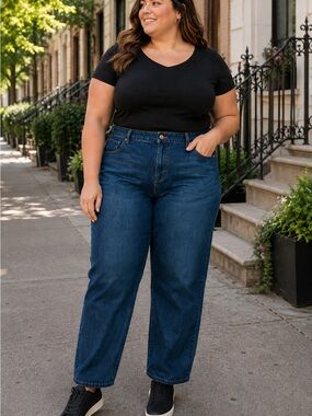 Talbots High Waist Relaxed Jeans Women’s 18W Dark Wash Stretch Denim